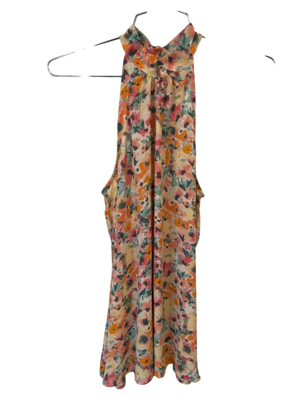 Willow + Root Halter Top Small Floral Sleeveless Keyhole Back Watercolor Boho